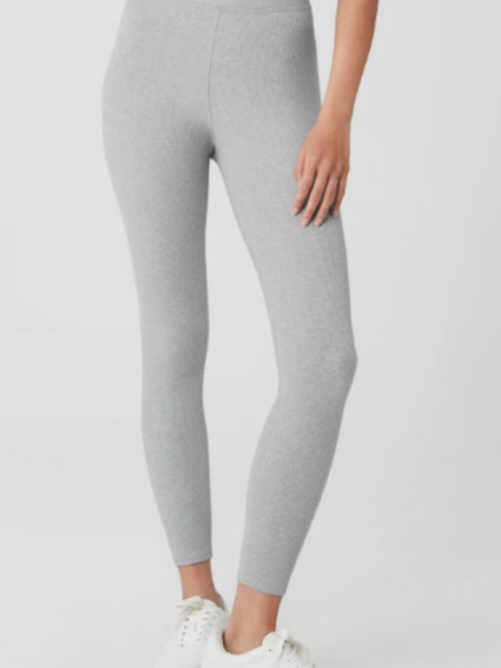ALO Yoga RIBBED HIGH-WAIST 7/8 BLISSFUL LEGGING HEATHER GREY Size S NWT